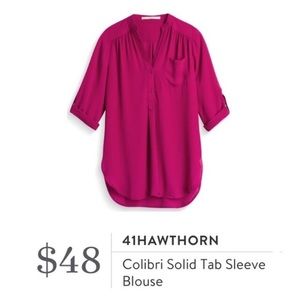 41 Hawthorne Colibri Solid Tab Sleeve Blouse